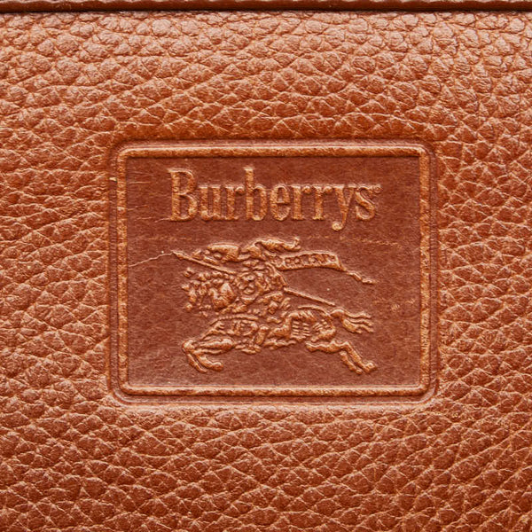 バーバリー ノバチェック シャドーホース クラッチバッグ ブラウン レザー レディース BURBERRY 【中古】