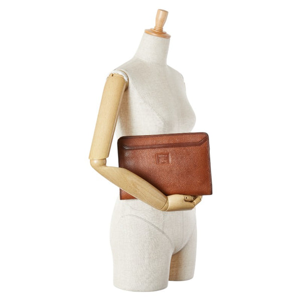 バーバリー ノバチェック シャドーホース クラッチバッグ ブラウン レザー レディース BURBERRY 【中古】