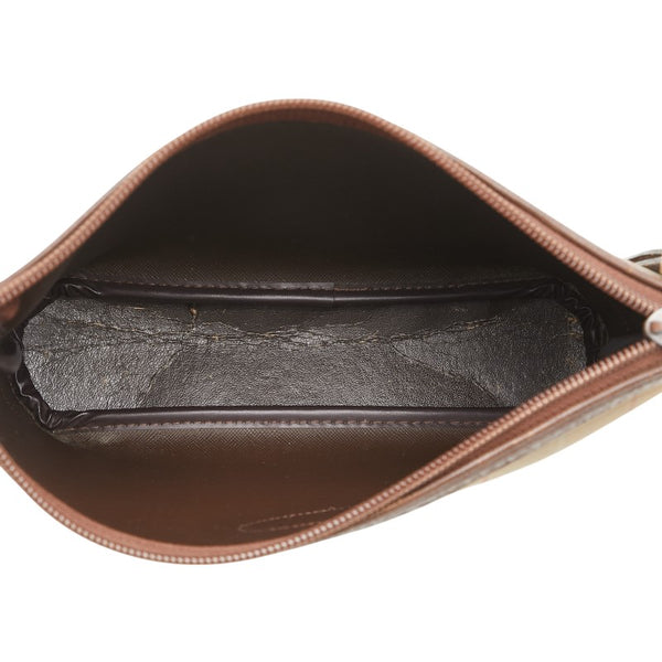 バーバリー チェック ポーチ 小物入れ ブラウン マルチカラー キャンバス レザー レディース BURBERRY 【中古】