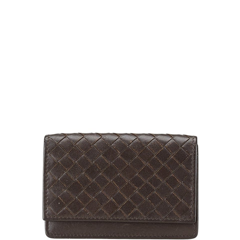 ボッテガヴェネタ イントレチャート カードケース 174646 ブラウン レザー レディース BOTTEGAVENETA 【中古】