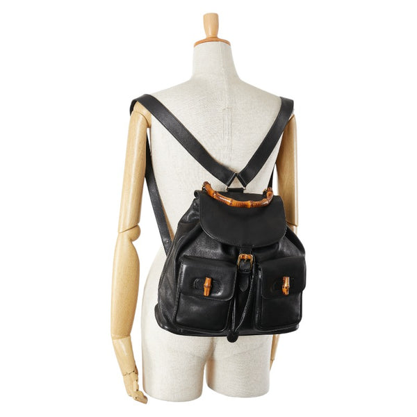 グッチ バンブー リュック バックパック 003 2058 0016 ブラック レザー レディース GUCCI 【中古】
