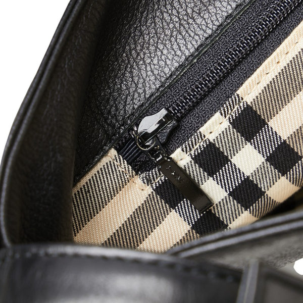 バーバリー ノバチェック ショルダーバッグ ブラック レザー レディース BURBERRY 【中古】
