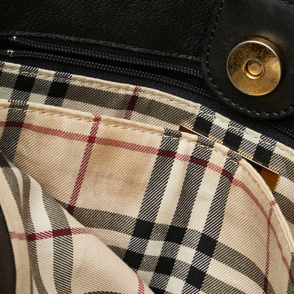 バーバリー ノバチェック ショルダーバッグ ブラック レザー レディース BURBERRY 【中古】