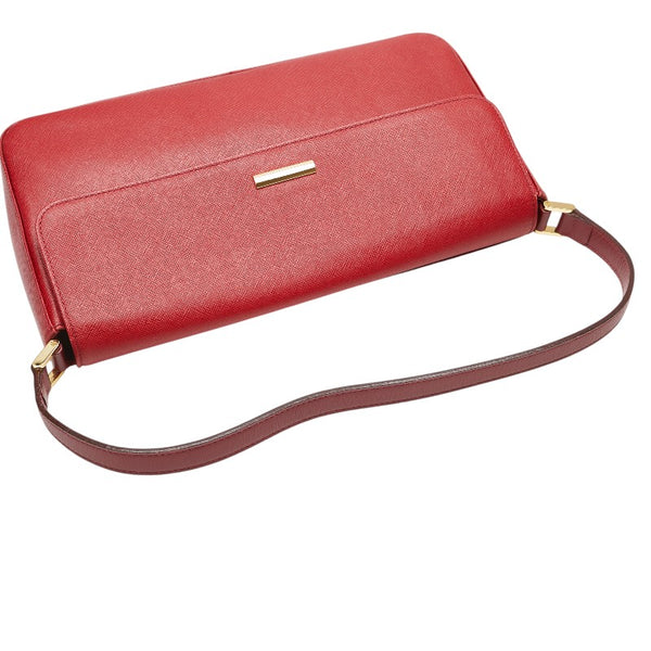 バーバリー ノバチェック ロゴプレート ハンドバッグ ワンショルダーバッグ レッド レザー レディース BURBERRY 【中古】