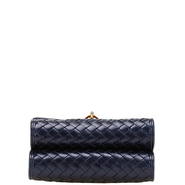 ボッテガヴェネタ イントレチャート 斜め掛け ショルダーバッグ ネイビー レザー レディース BOTTEGAVENETA 【中古】