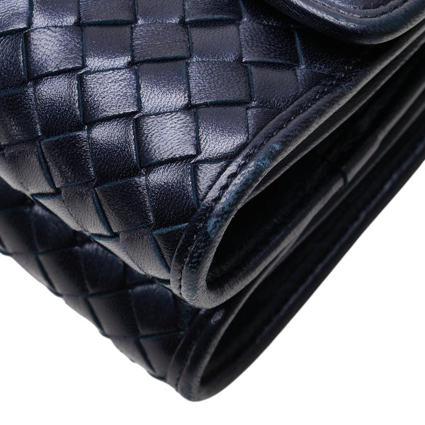 ボッテガヴェネタ イントレチャート 斜め掛け ショルダーバッグ ネイビー レザー レディース BOTTEGAVENETA 【中古】