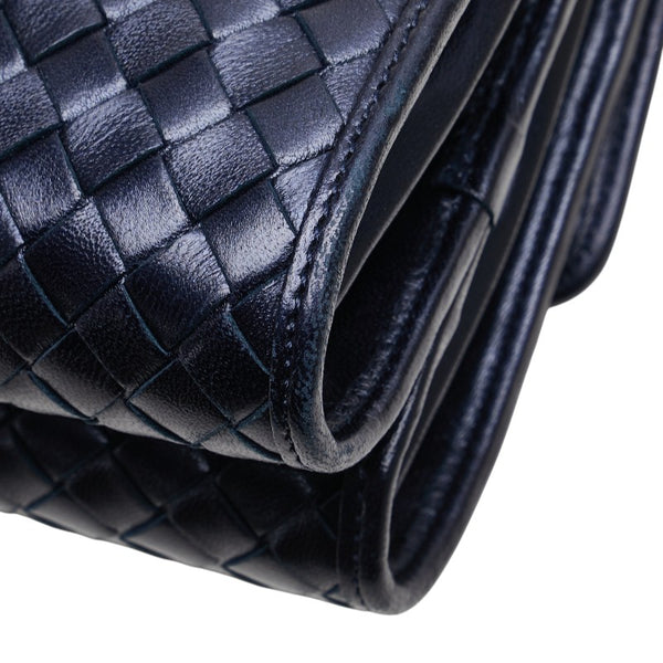 ボッテガヴェネタ イントレチャート 斜め掛け ショルダーバッグ ネイビー レザー レディース BOTTEGAVENETA 【中古】