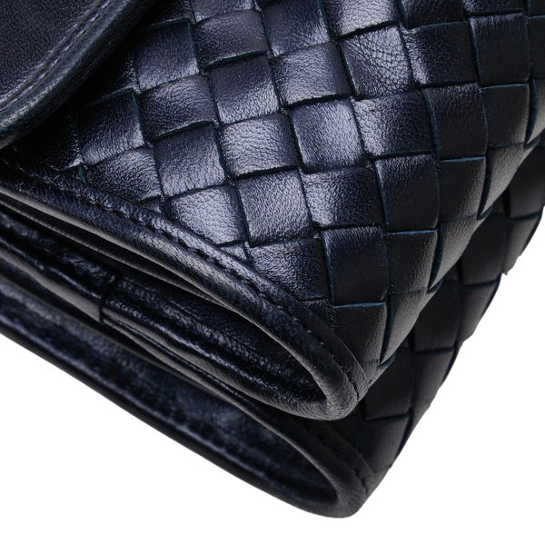 ボッテガヴェネタ イントレチャート 斜め掛け ショルダーバッグ ネイビー レザー レディース BOTTEGAVENETA 【中古】