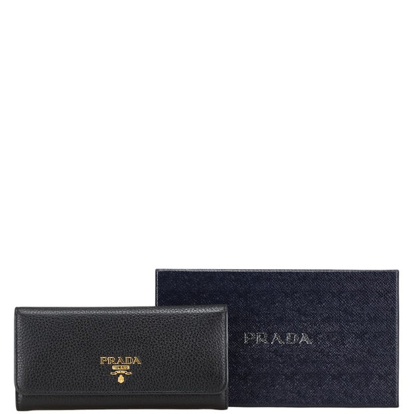 プラダ 長財布 1MH132 ブラック レザー レディース PRADA 【中古】