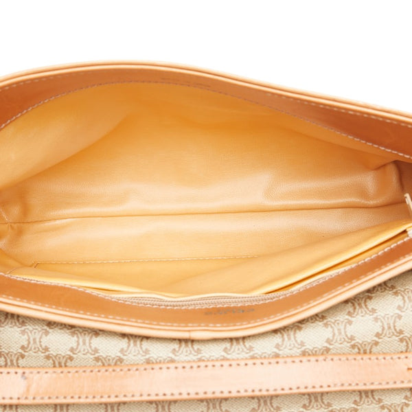 セリーヌ マカダム ショルダーバッグ ベージュ PVC レザー レディース CELINE 【中古】