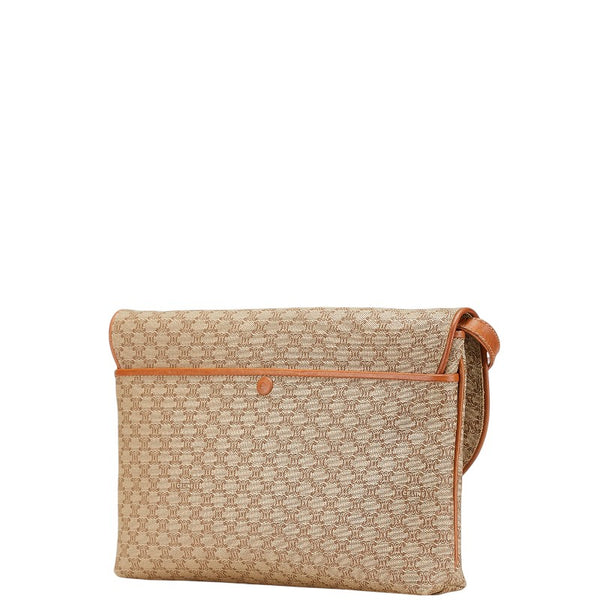 セリーヌ マカダム ショルダーバッグ ベージュ PVC レザー レディース CELINE 【中古】