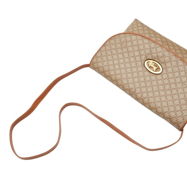 セリーヌ マカダム ショルダーバッグ ベージュ PVC レザー レディース CELINE 【中古】