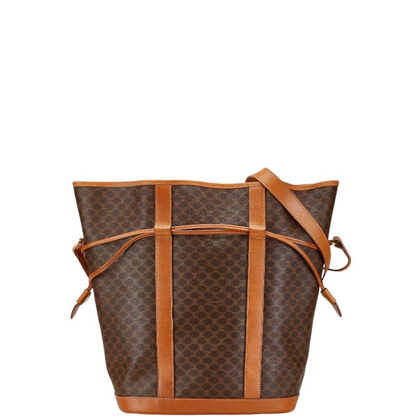 セリーヌ マカダム 斜め掛け ショルダーバッグ ブラウン PVC レザー レディース CELINE 【中古】