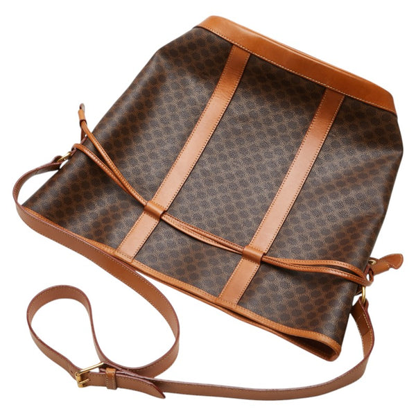 セリーヌ マカダム 斜め掛け ショルダーバッグ ブラウン PVC レザー レディース CELINE 【中古】