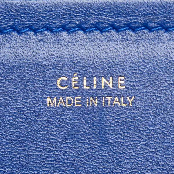 セリーヌ トリオ クラッチバッグ ポーチ ブルー クロコダイル レザー レディース CELINE 【中古】