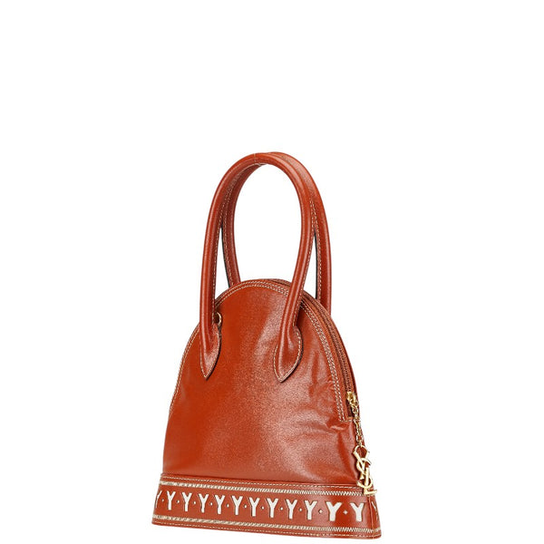 サンローラン Yカット ロゴ ハンドバッグ ショルダーバッグ 2WAY ブラウン レザー レディース SAINT LAURENT 【中古】