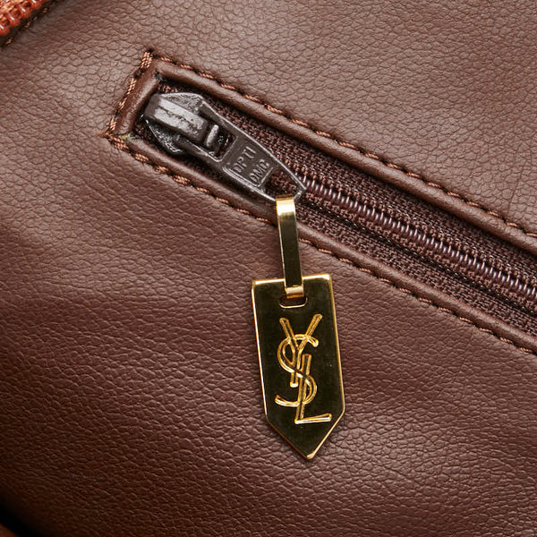 サンローラン Yカット ロゴ ハンドバッグ ショルダーバッグ 2WAY ブラウン レザー レディース SAINT LAURENT 【中古】