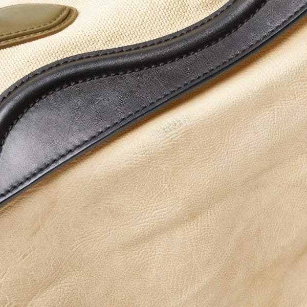 セリーヌ ラゲージ ミディアム ハンドバッグ ベージュ ブラック キャンバス レザー レディース CELINE 【中古】