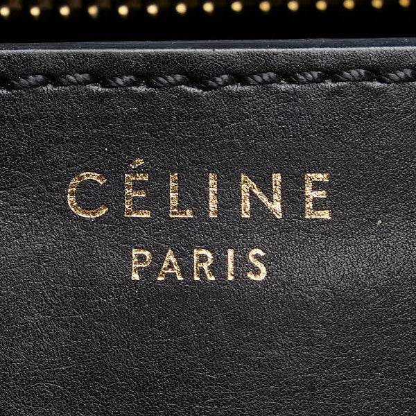セリーヌ ラゲージ ミディアム ハンドバッグ ベージュ ブラック キャンバス レザー レディース CELINE 【中古】