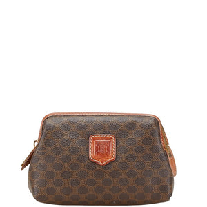 セリーヌ マカダム ポーチ ブラウン PVC レザー レディース CELINE 【中古】