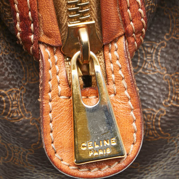 セリーヌ マカダム ポーチ ブラウン PVC レザー レディース CELINE 【中古】