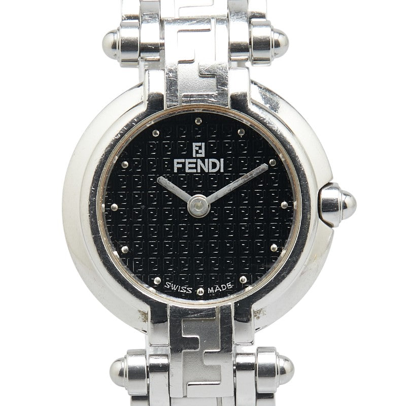 フェンディ オロロジ 腕時計 750L クオーツ ブラック文字盤 ステンレススチール レディース FENDI 【中古】