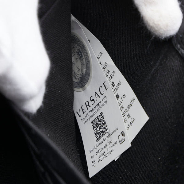 ヴェルサーチェ チェーンウォレット ショルダーバッグ ブラック ゴールド レザー レディース VERSACE 【中古】