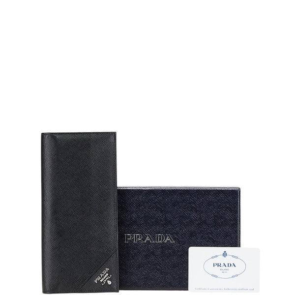 プラダ 二つ折り財布 2MV836 ブラック レザー メンズ PRADA 【中古】