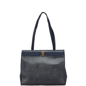 サルヴァトーレフェラガモ ヴァラ 型押し トートバッグ ハンドバッグ AQ21 2530 ブラック レザー レディース Salvatore Ferragamo 【中古】