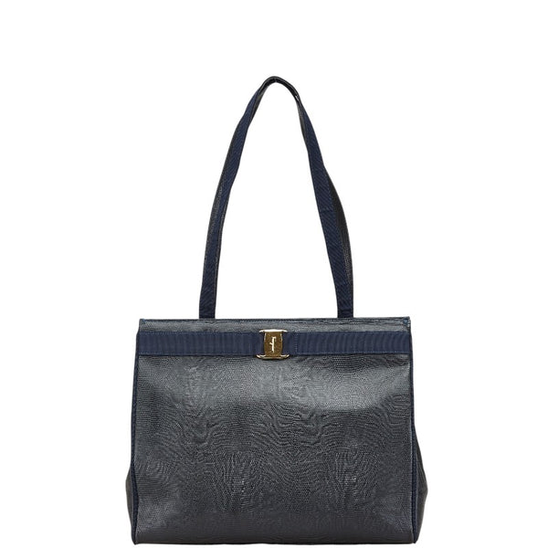 サルヴァトーレフェラガモ ヴァラ 型押し トートバッグ ハンドバッグ AQ21 2530 ブラック レザー レディース Salvatore Ferragamo 【中古】