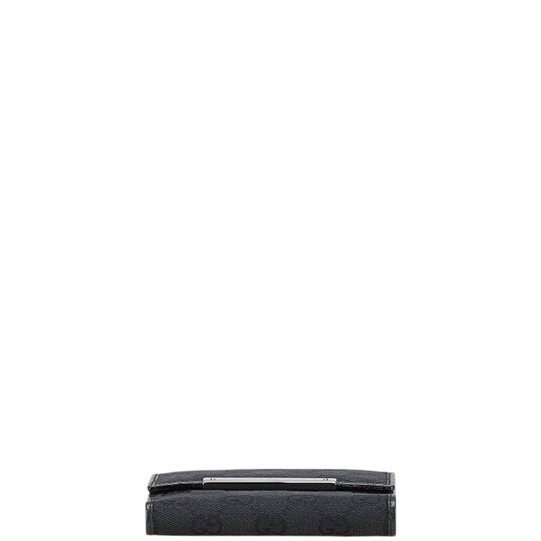 グッチ GGキャンバス ロゴプレート 二つ折り財布 112664 ブラック キャンバス レザー レディース GUCCI 【中古】