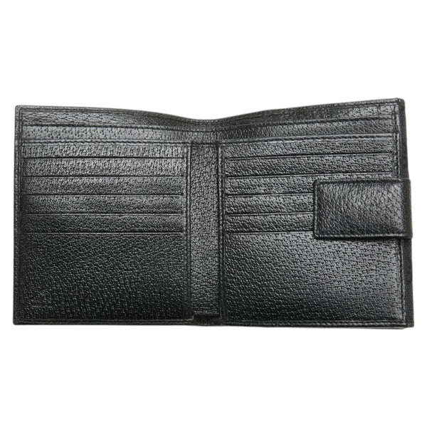 グッチ GGキャンバス ロゴプレート 二つ折り財布 112664 ブラック キャンバス レザー レディース GUCCI 【中古】
