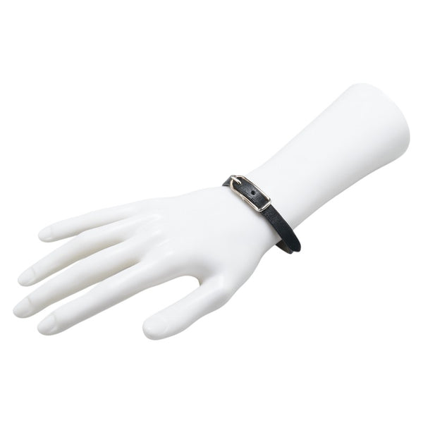 エルメス アピ1 ブレスレット バングル ブラック シルバー レザー メタル レディース HERMES 【中古】