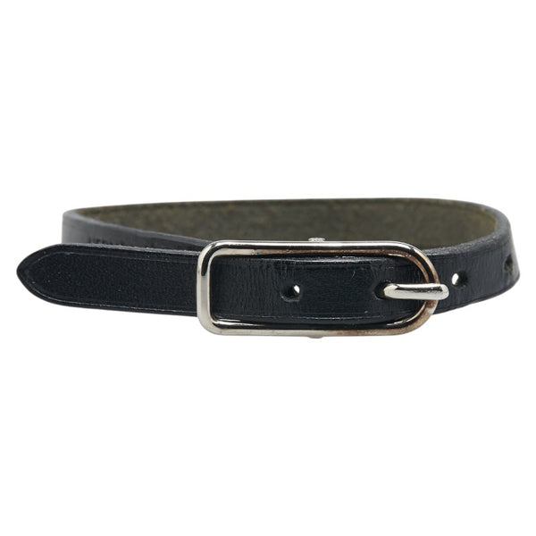 エルメス アピ1 ブレスレット バングル ブラック シルバー レザー メタル レディース HERMES 【中古】