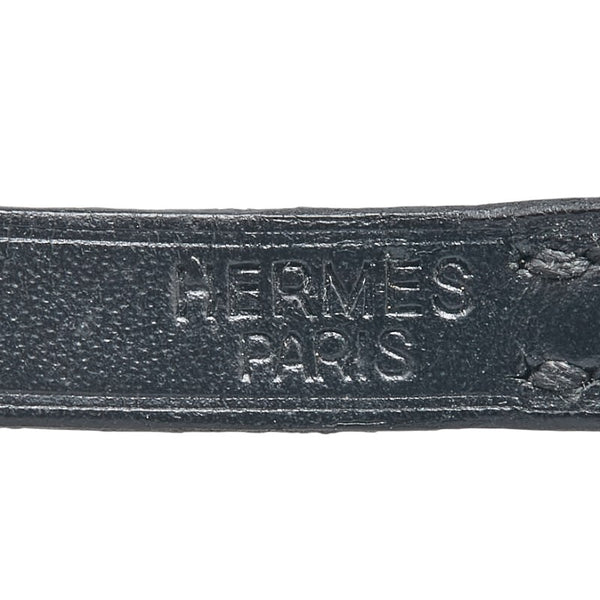 エルメス アピ1 ブレスレット バングル ブラック シルバー レザー メタル レディース HERMES 【中古】