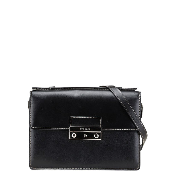 ヴェルサーチェ ハンドバッグ ショルダーバッグ ブラック レザー メンズ VERSACE 【中古】