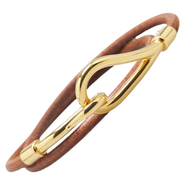 エルメス ジャンボ ブレスレット ブラウン ゴールド レザー メッキ レディース HERMES 【中古】