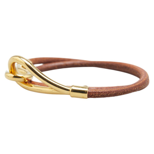エルメス ジャンボ ブレスレット ブラウン ゴールド レザー メッキ レディース HERMES 【中古】