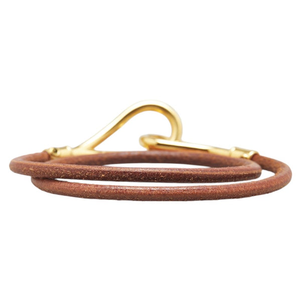 エルメス ジャンボ ブレスレット ブラウン ゴールド レザー メッキ レディース HERMES 【中古】
