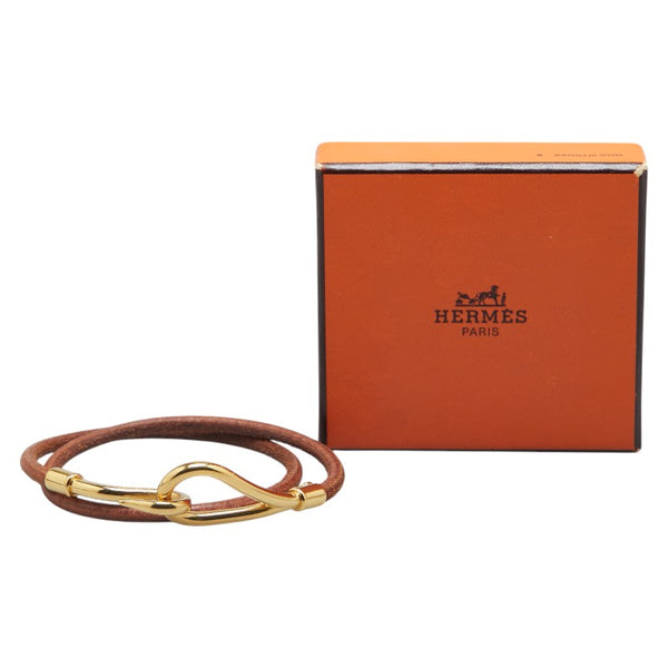 エルメス ジャンボ ブレスレット ブラウン ゴールド レザー メッキ レディース HERMES 【中古】
