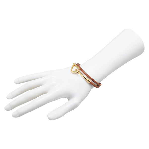 エルメス ジャンボ ブレスレット ブラウン ゴールド レザー メッキ レディース HERMES 【中古】
