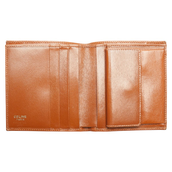 セリーヌ トリオンフロゴ 二つ折り財布 ブラウン レザー レディース CELINE 【中古】