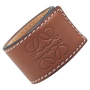 ロエベ アナグラムロゴ スラップ  ブレスレット バングル タン ブラウン レザー レディース LOEWE 【中古】