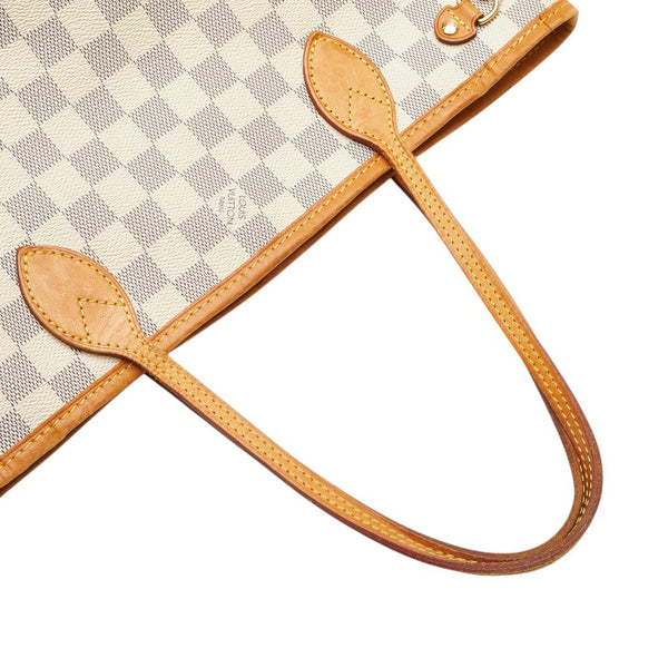 ルイ ヴィトン ダミエ アズール ネヴァーフルPM トートバッグ ショルダーバッグ N51110 ホワイト PVC レザー レディース LOUIS VUITTON 【中古】