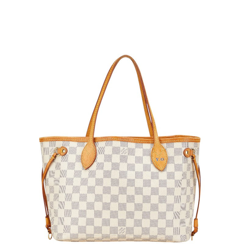 ルイ ヴィトン ダミエ アズール ネヴァーフルPM トートバッグ ショルダーバッグ N51110 ホワイト PVC レザー レディース LOUIS VUITTON 【中古】
