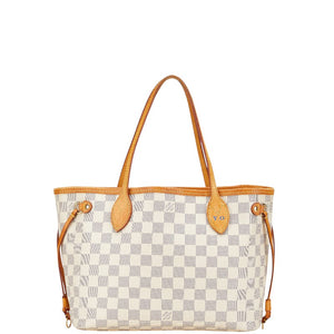 ルイ ヴィトン ダミエ アズール ネヴァーフルPM トートバッグ ショルダーバッグ N51110 ホワイト PVC レザー レディース LOUIS VUITTON 【中古】