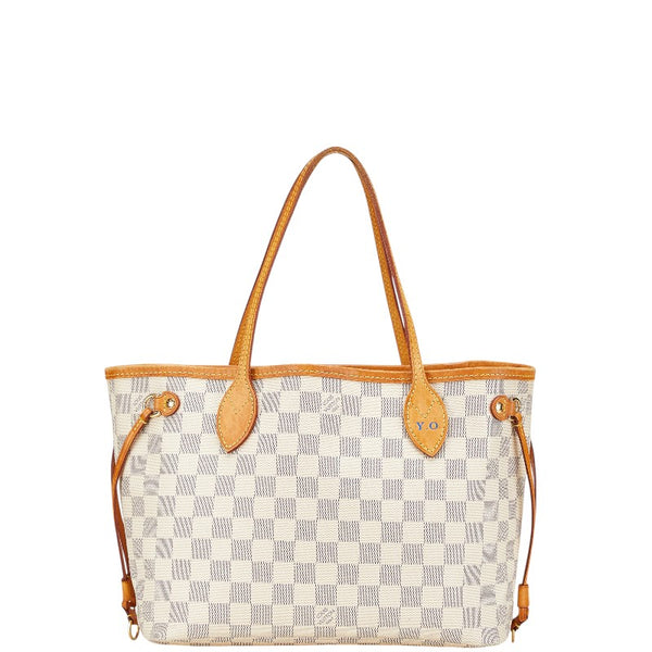 ルイ ヴィトン ダミエ アズール ネヴァーフルPM トートバッグ ショルダーバッグ N51110 ホワイト PVC レザー レディース LOUIS VUITTON 【中古】