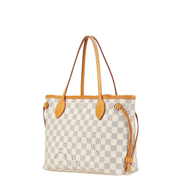ルイ ヴィトン ダミエ アズール ネヴァーフルPM トートバッグ ショルダーバッグ N51110 ホワイト PVC レザー レディース LOUIS VUITTON 【中古】