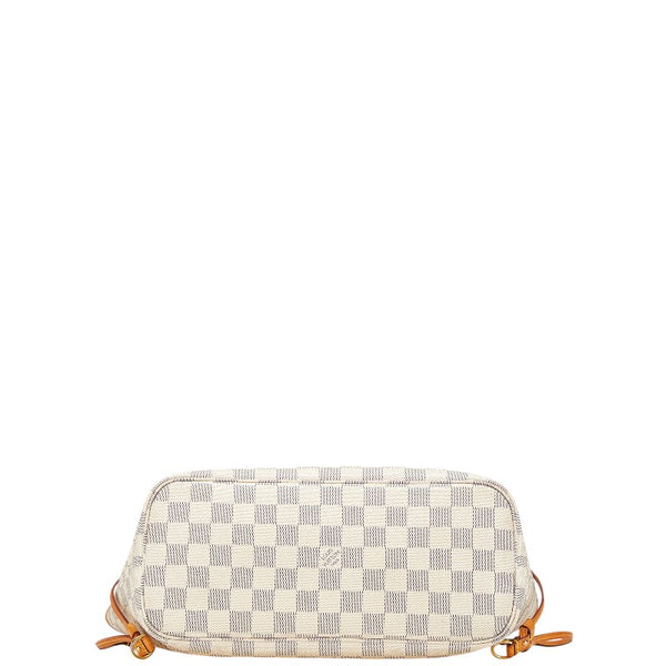ルイ ヴィトン ダミエ アズール ネヴァーフルPM トートバッグ ショルダーバッグ N51110 ホワイト PVC レザー レディース LOUIS VUITTON 【中古】