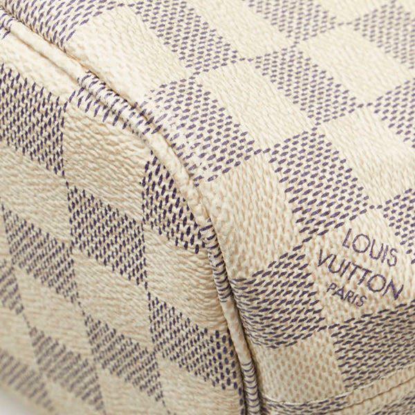 ルイ ヴィトン ダミエ アズール ネヴァーフルPM トートバッグ ショルダーバッグ N51110 ホワイト PVC レザー レディース LOUIS VUITTON 【中古】